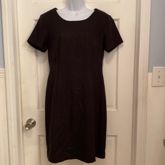 Adolfo Studio Black Sheath Dress Shoulder Pads Lined Linen Blend Size 10 - Picture 1 of 5